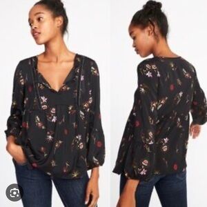 NWT Old Navy‎ Peasant Long Sleeve Boho Dark Romantic Top Floral Velvet Size 3X